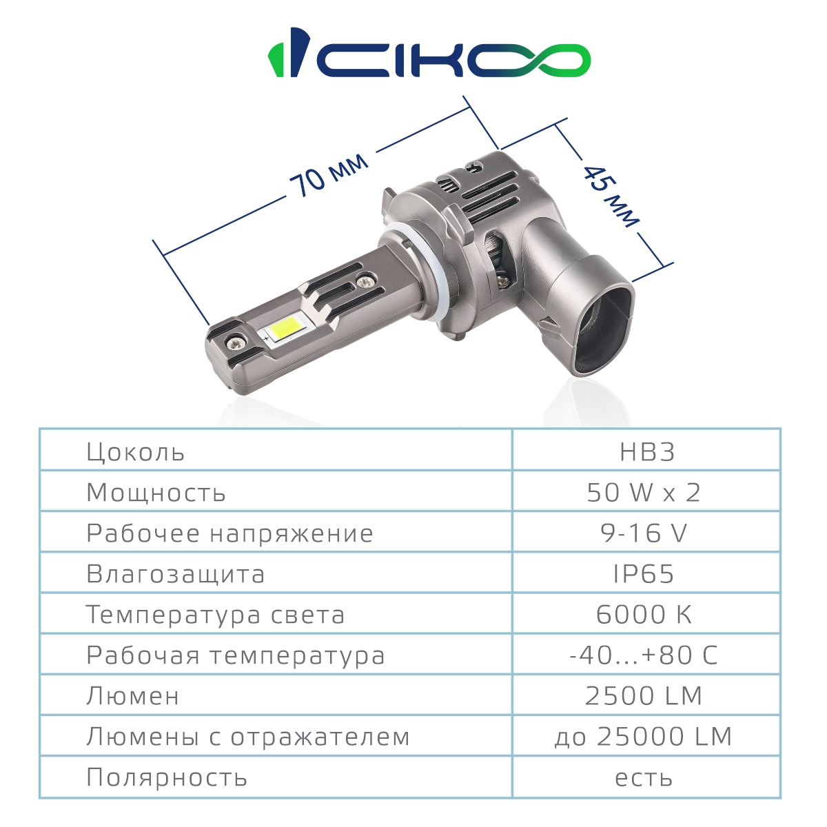 CL5013 HB3 Светодиодные LED лампы CIKOO 2 шт 50Wx2 12V