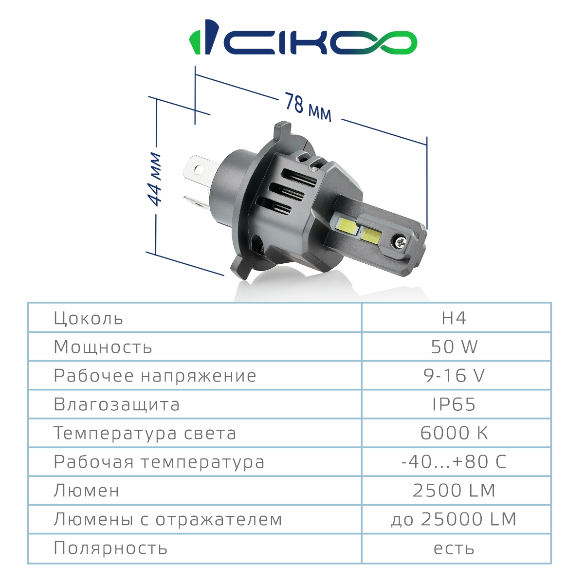 CL5004 H4 Светодиодные LED лампы CIKOO 2 шт 50Wx2 12V